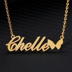 Custom Name Butterfly Necklace Pendant Jewelry Fashion Women Stainless Steel